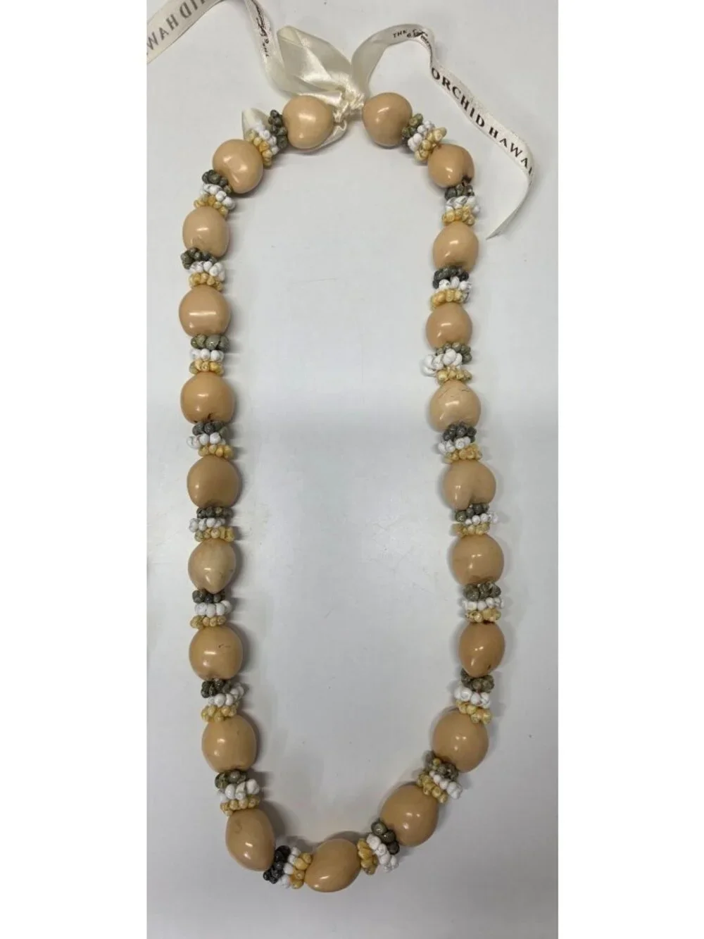 Fairmont Orchid Hawaii Hawaiian Lei Lot of 2 Kukui Nut Shell Beaded Necklaces